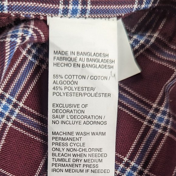 IZOD* Men's Long Sleeve Button Down Curved Hem Chest Pocket Plaid Shirt~ Size XL - Picture 5 of 11